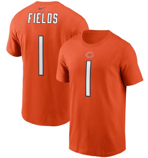 Men's Chicago Bears #1 Justin Fields 2021 Orange NFL Draft First Round Pick Player Name & Number T-Shirt Men's Chicago Bears #1 Justin Fields 2021 Orange NFL Draft First Round Pick Player Name & Number T-Shirt
